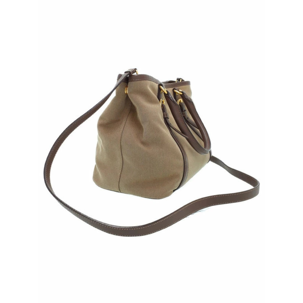 Prada Logo Jacquard 2Way Handbag brown canvas - Picture 2 of 9